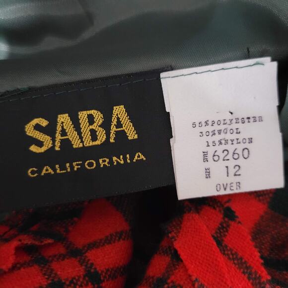 Vintage Saba Tartan Dress Red Matching Shawl Wool Plaid 70s Maxi Set Size Medium - Picture 11 of 15